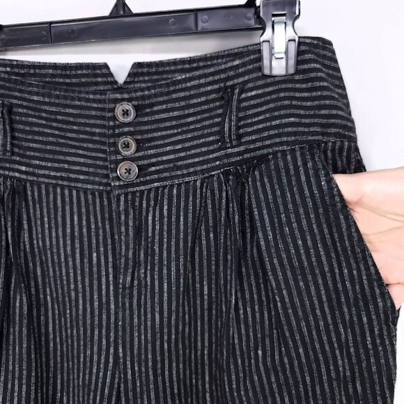 Sundance Amelia Linen Blend Pinstripe Black Trouser Pants Size 8 Pleated - Picture 6 of 16